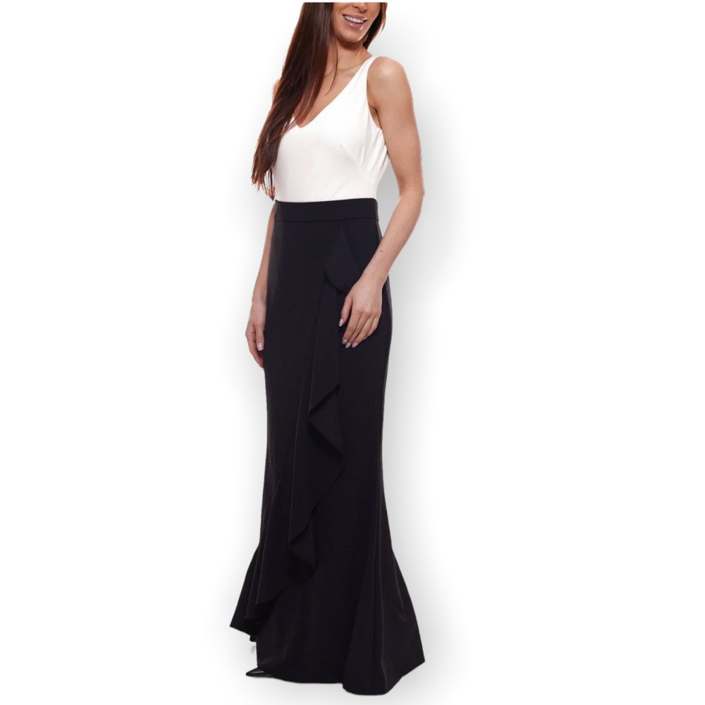 Ralph Lauren NWT Formal Evening Gown Black White 8